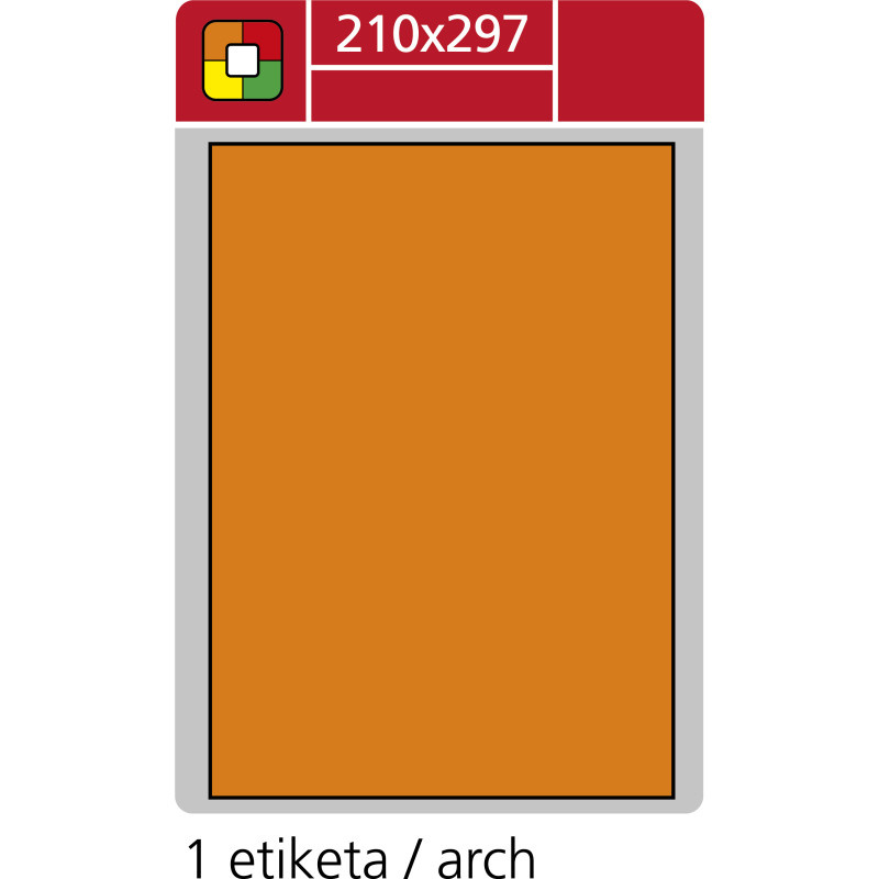 Print etikety A4 pro laserový tisk - fluorescentní - 210 x 297 mm (1 etiketa / arch) fluorescentní oranžová