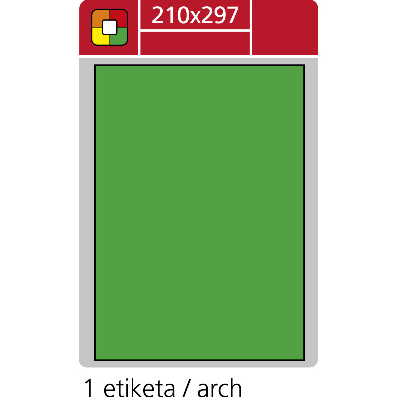 Print etikety A4 pro laserový tisk - fluorescentní - 210 x 297 mm (1 etiketa / arch) fluorescentní zelená