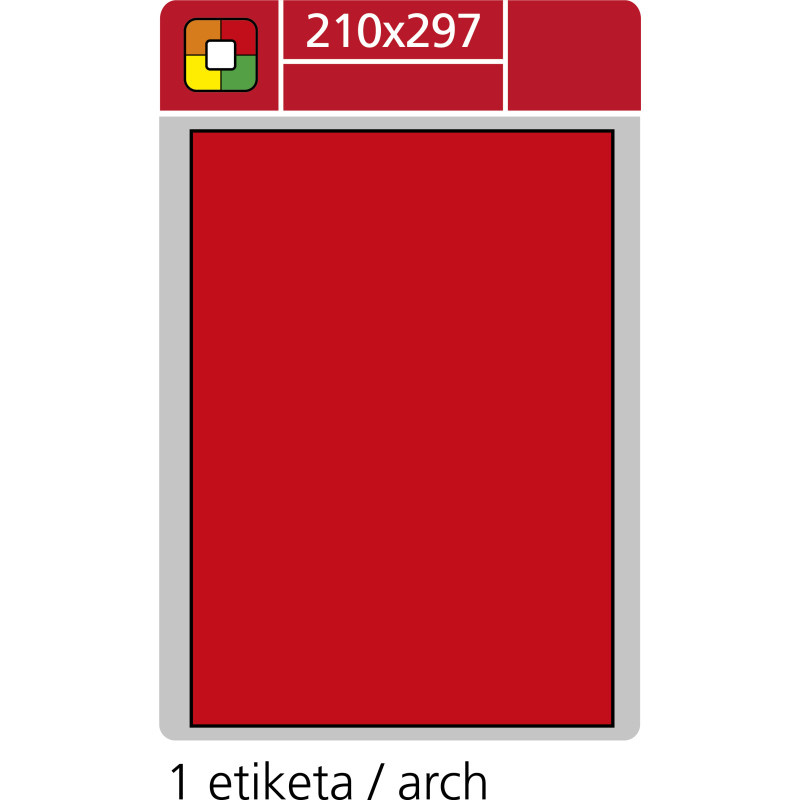 Print etikety A4 pro laserový tisk - fluorescentní - 210 x 297 mm (1 etiketa / arch) fluorescentní červená