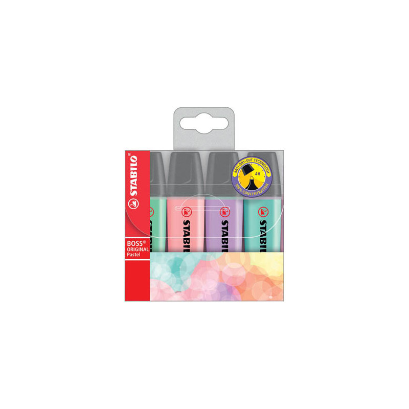 Zvýrazňovač STABILO® BOSS ORIGINAL PASTEL / sada 4 ks