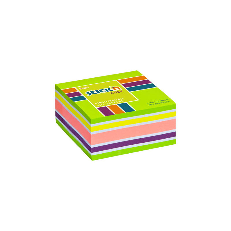 Samolepicí bločky Stick´n by Hopax - 76 x 76 mm / 400 lístků / neon mix zelená