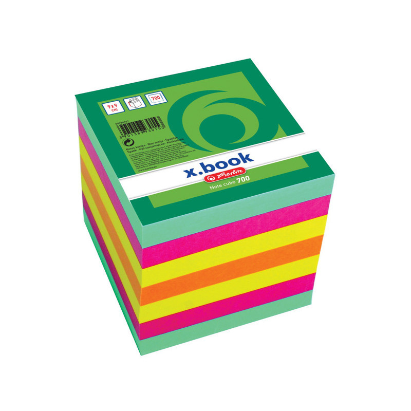 Záznamní kostky barevné Herlitz - 9 cm x 9 cm x 9 cm / 700 lístků / lepená vazba