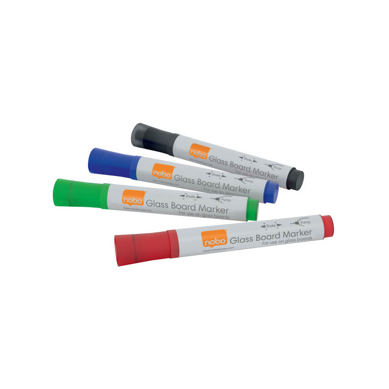 Popisovač NOBO na skleněné tabule - 4 ks / mix barev