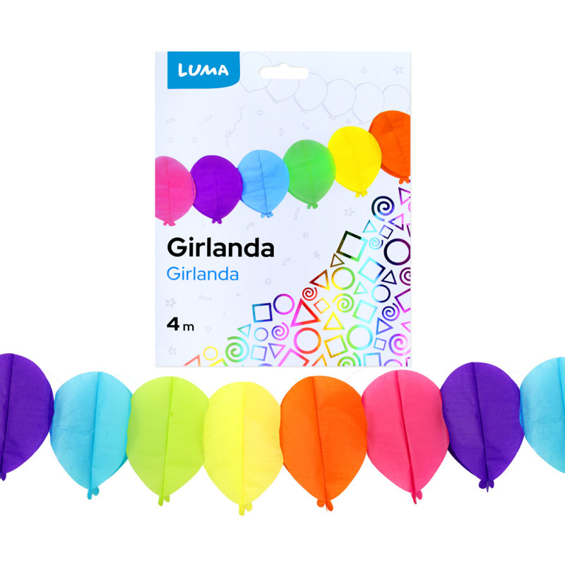 Girlanda papírová - 4 m / balónky