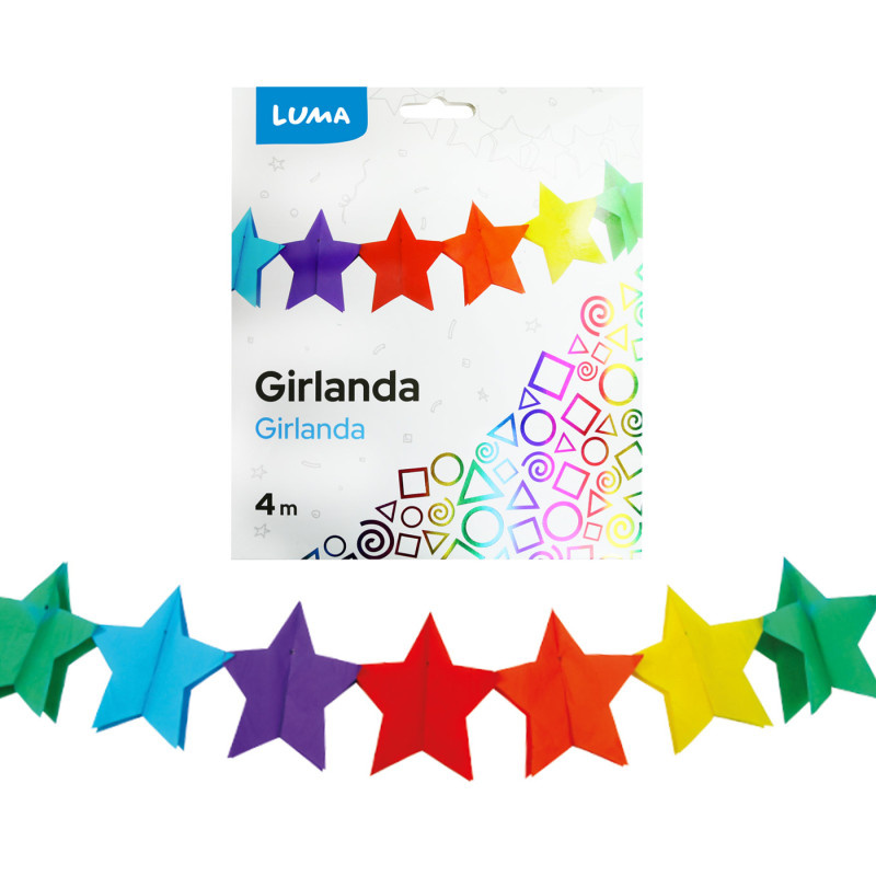 Girlanda papírová - 4 m / hvězdy