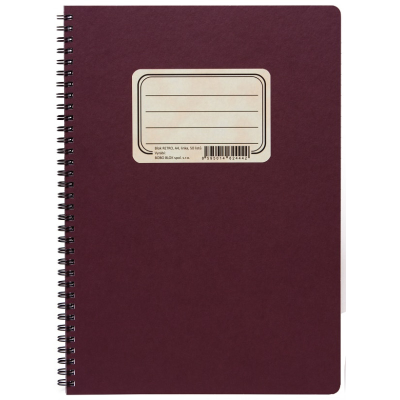 Blok BOBO Retro s boční spirálou - A4 / linka