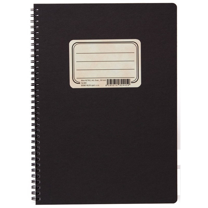 Blok BOBO Retro s boční spirálou - A4 / čtvereček
