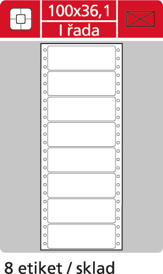 Tabelační etikety s vodící drážkou - 100 x 36,1 mm jednořadé 4000 etiket / 500 skladů