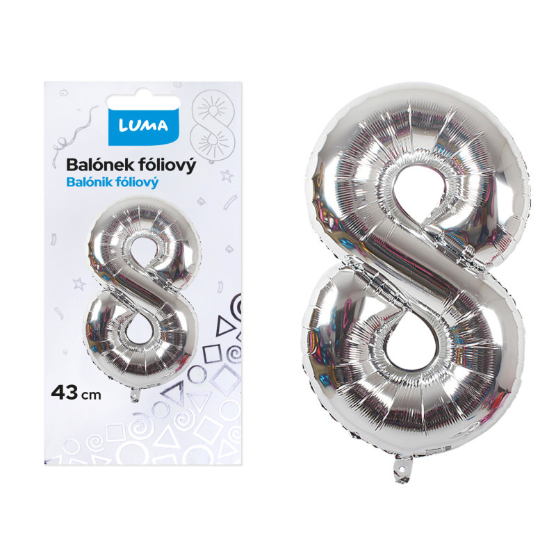 Balónek nafukovací č. 8 - stříbrný / 43cm
