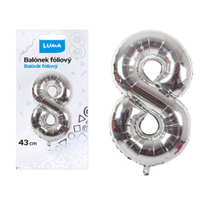 Balónek nafukovací č. 8 - stříbrný / 43cm