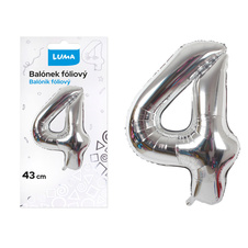 Balónek nafukovací č. 4 - stříbrný / 43cm