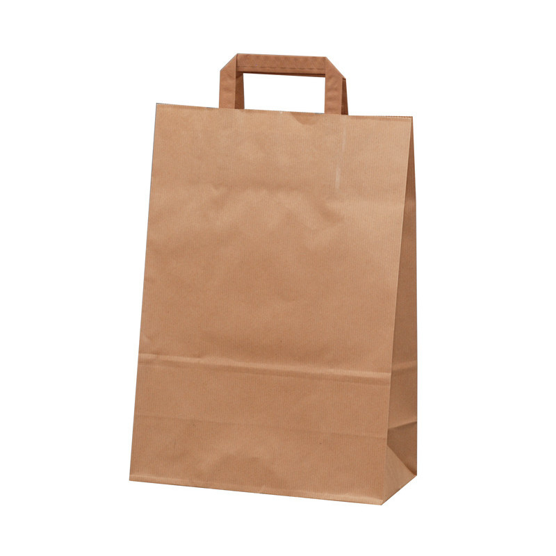 Tašky papírové plochá ucha - hnědá / 230 x 100 x 320 mm