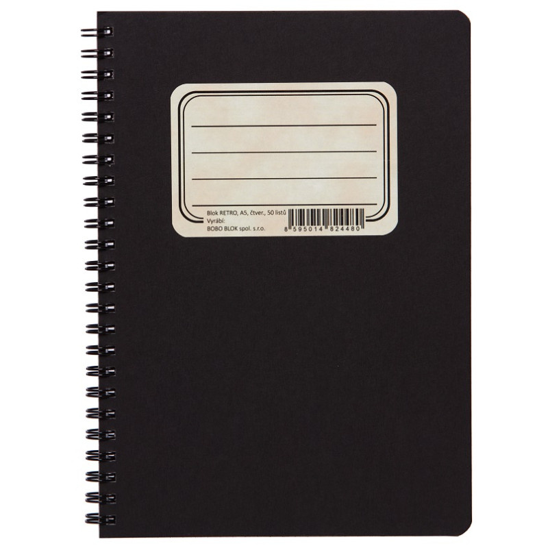 Blok BOBO Retro s boční spirálou - A5 / čtvereček