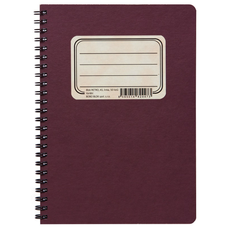 Blok BOBO Retro s boční spirálou - A5 / linka