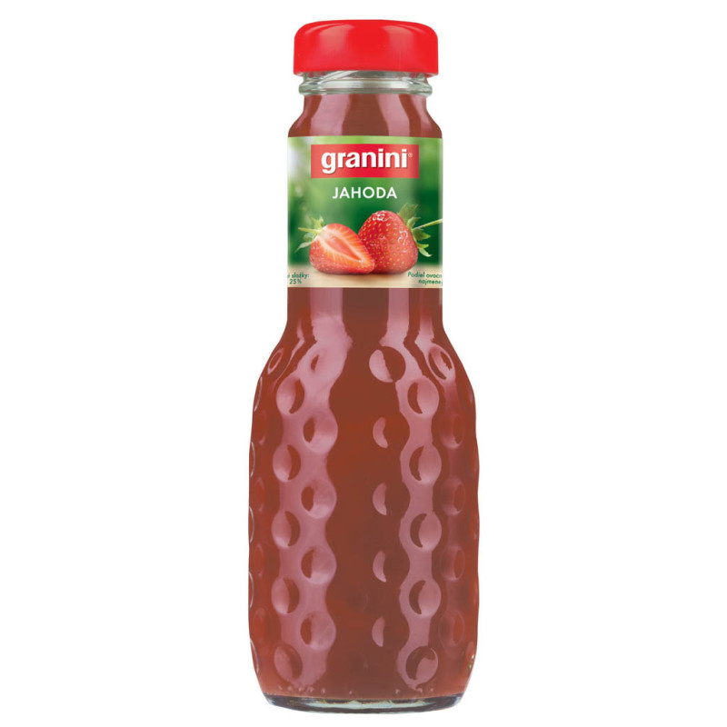 Džus Granini jahoda 100% 0,2 l / sklo