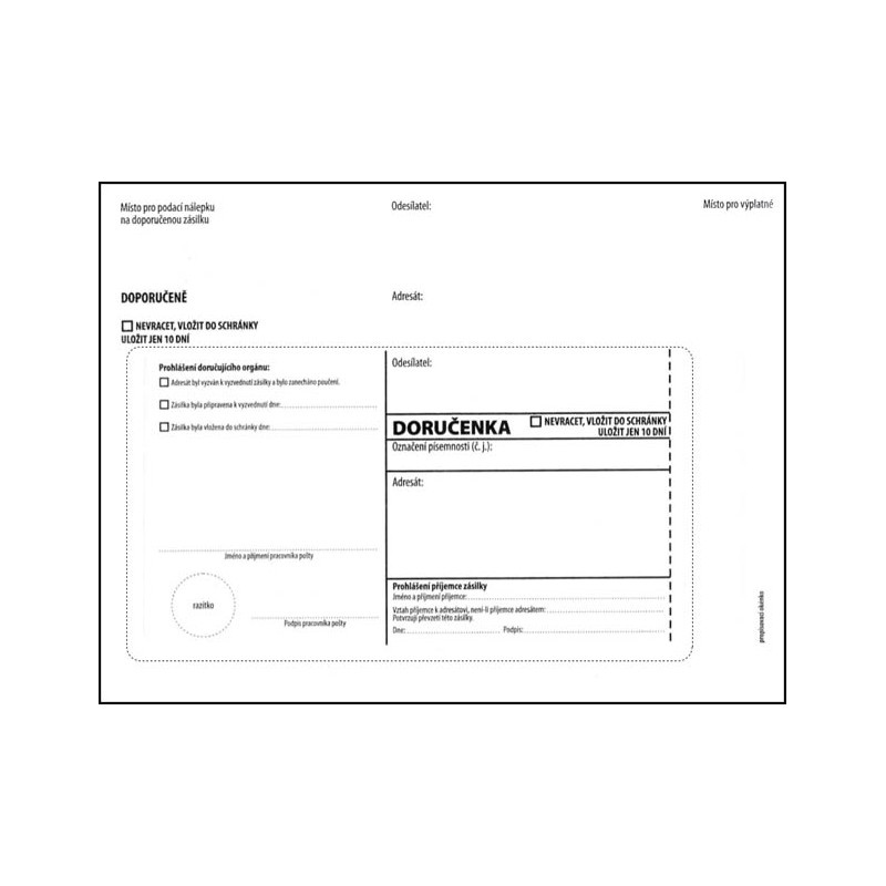 Obálky C5 s doručenkou, vytrhovací okénko - bílá / 1000 ks