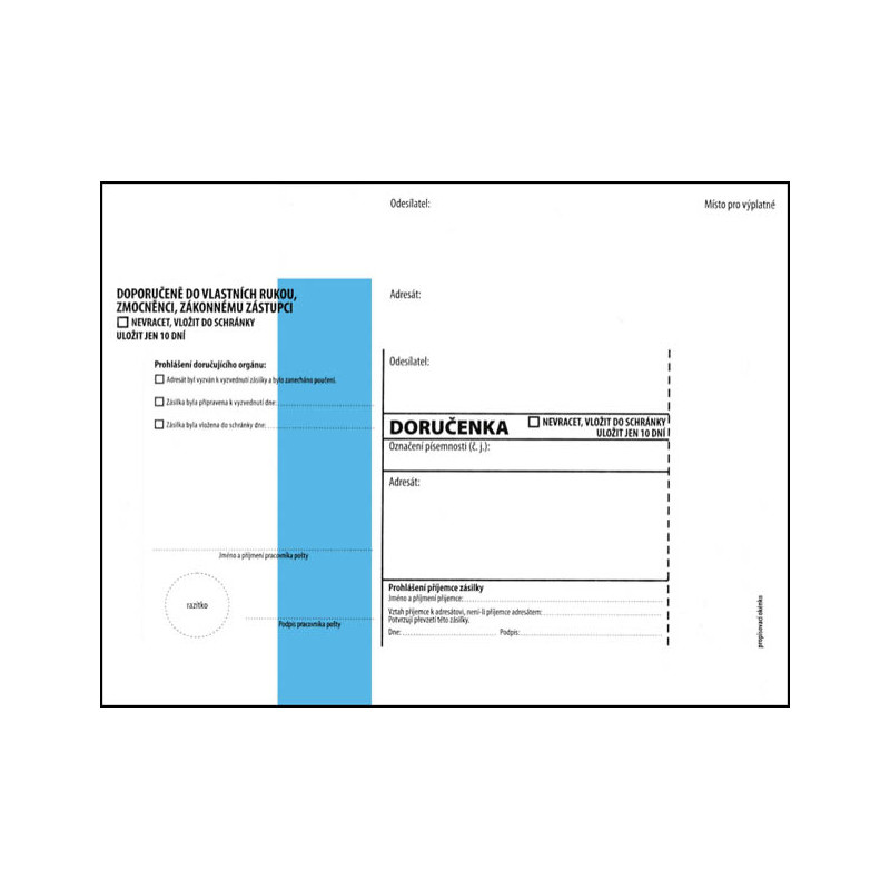 Obálky C5 s doručenkou, vytrhovací okénko - s modrým pruhem / 1000 ks
