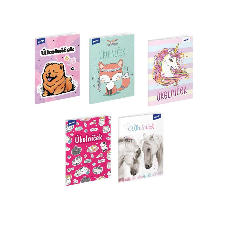 Úkolníčky - A5 / mix motivů zvířátka pro holky