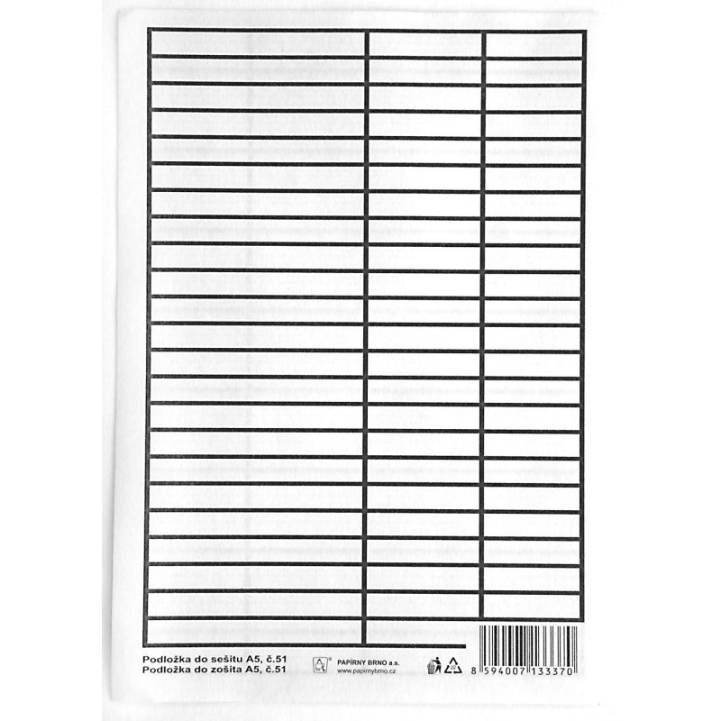 Podložka do sešitů A5 PVC - linka / linka