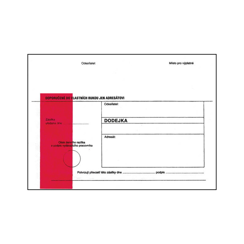 Obálky B6 s dodejkou, vytrhovací okénko - s červeným pruhem / 1000 ks