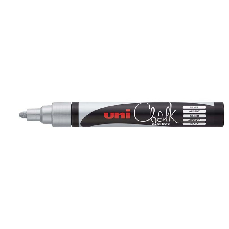 Popisovač křídový UNI Chalk Marker PWE-5M / stříbrná