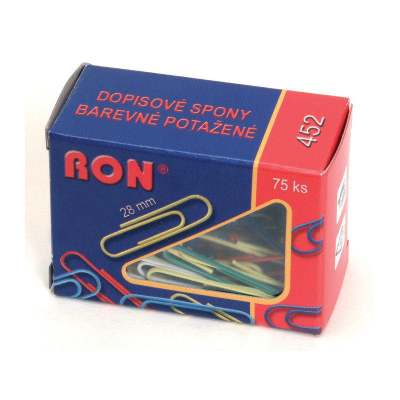 Dopisní spony RON barevné - 28 mm / 75 ks