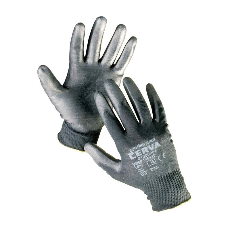 Ochranné rukavice bezešvé - BUNTING / černé / vel.9