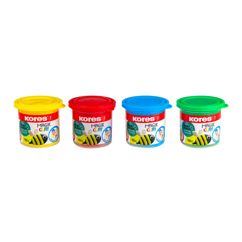 Modelovací hmota KORES MAGIK CLAY - klasické barvy 4 x 40 g + 2 x 5 g bílá a černá