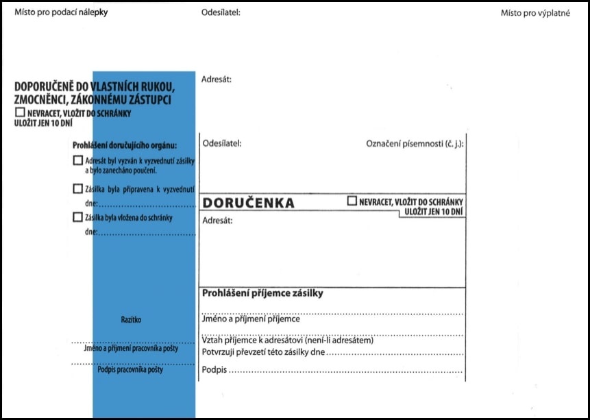 Obálky B6 s doručenkou, vytrhovací okénko - s modrým pruhem / 1000 ks