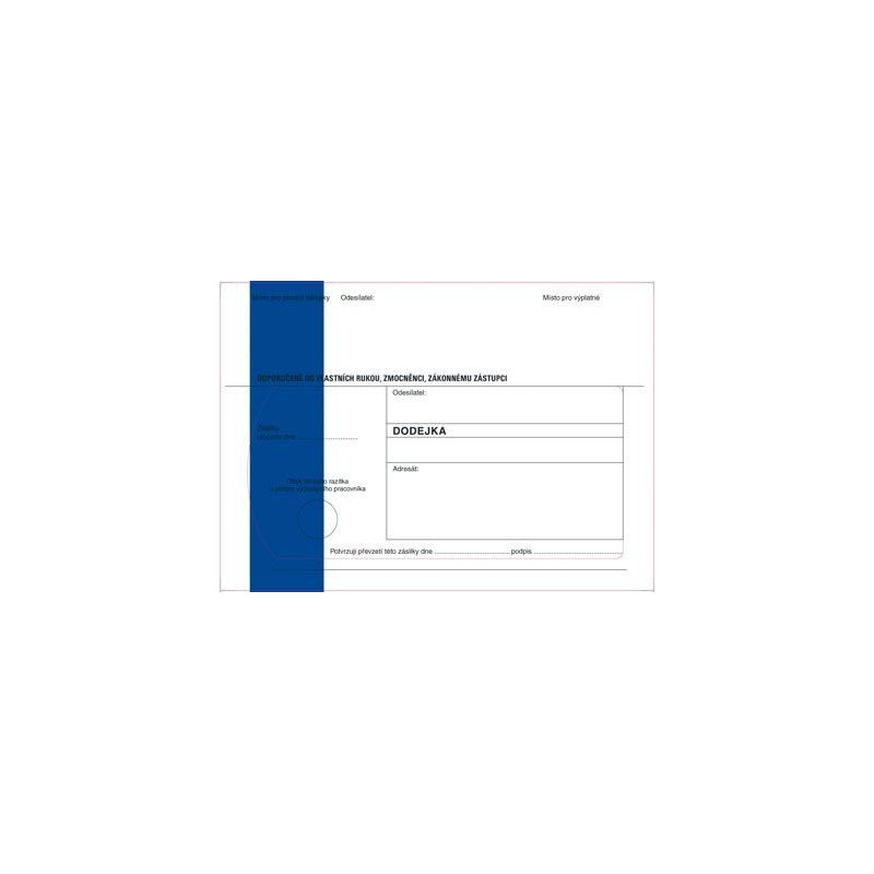 Obálky B6 s dodejkou samopropisovací - s modrým pruhem / 1000 ks