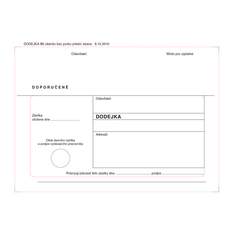 Obálky B6 s dodejkou samopropisovací - bílá / 1000 ks
