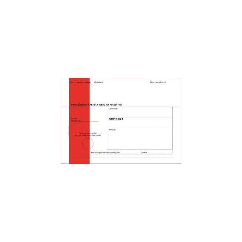 Obálky B6 s dodejkou samopropisovací - s červeným pruhem / 1000 ks