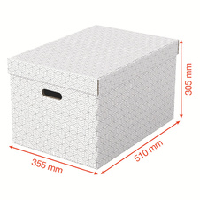 Krabice úložná Esselte - L / bílá / 510 x 355 x 305 mm / s otvory / 3 ks