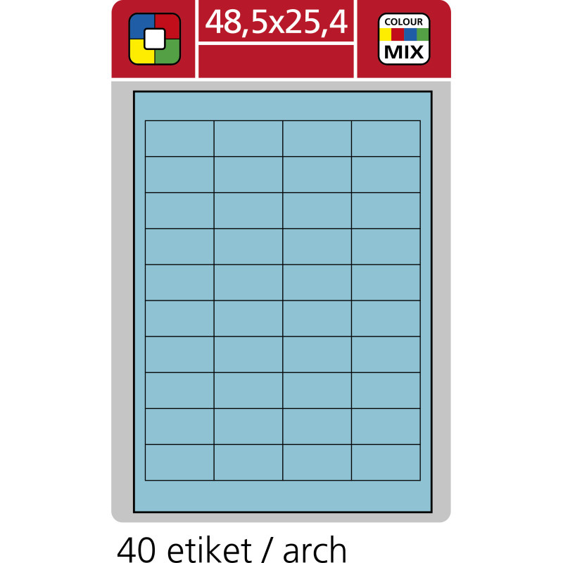 Print etikety A4 pro laserový a inkoustový tisk - 48,5 x 25,4 mm (40 etiket / arch) modrá