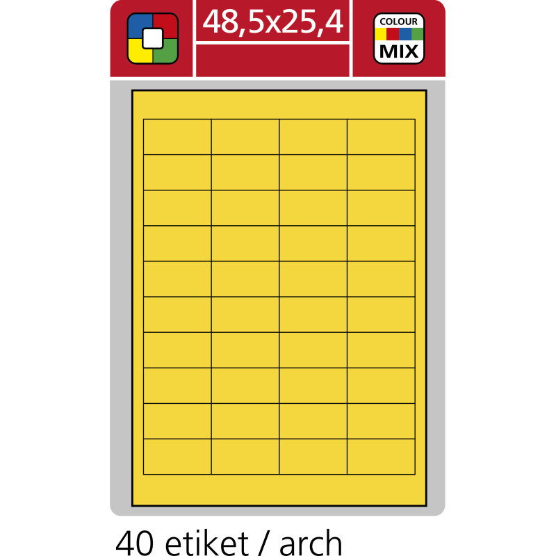 Print etikety A4 pro laserový a inkoustový tisk - 48,5 x 25,4 mm (40 etiket / arch) žlutá