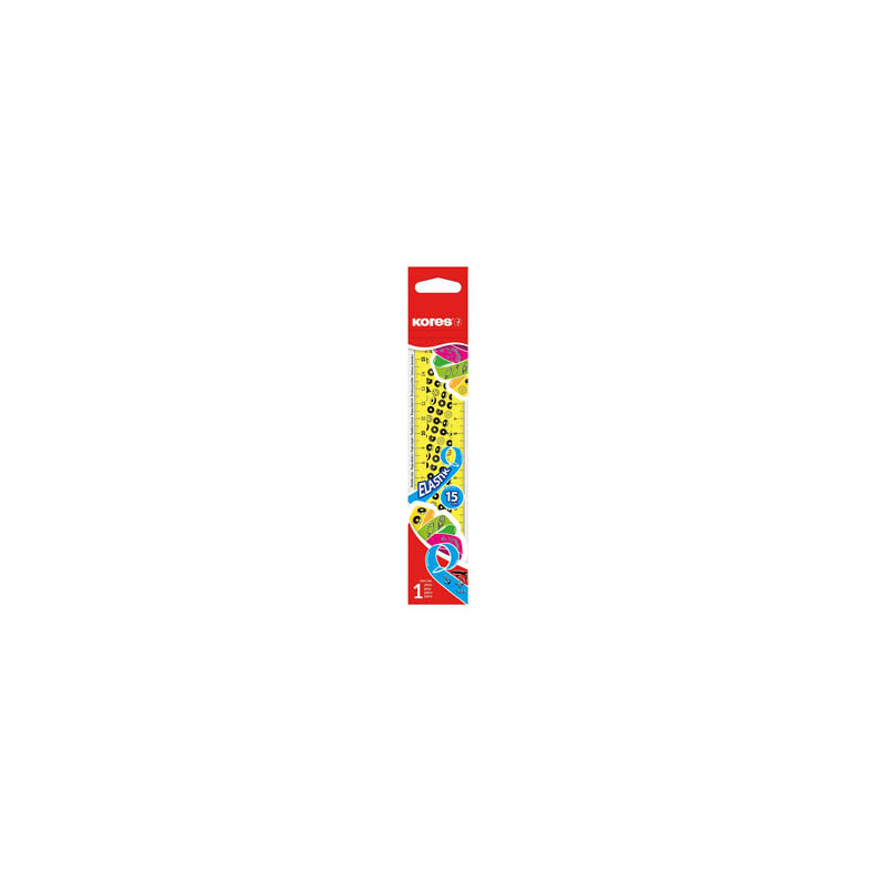 Pravítko 15 cm Kores ELASTIC ohebné / mix 4 barev