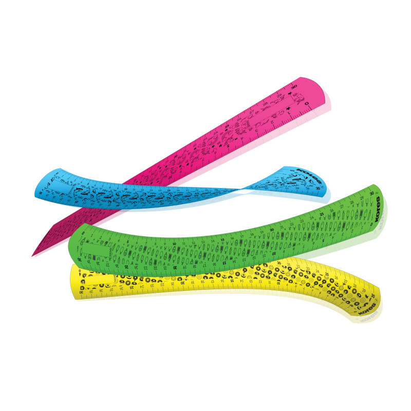 Pravítko 30 cm Kores ELASTIC ohebné / mix 4 barev