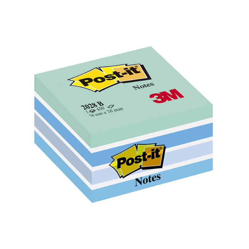 Samolepicí bločky Post-it kostky - modré odstíny / 450 lístků