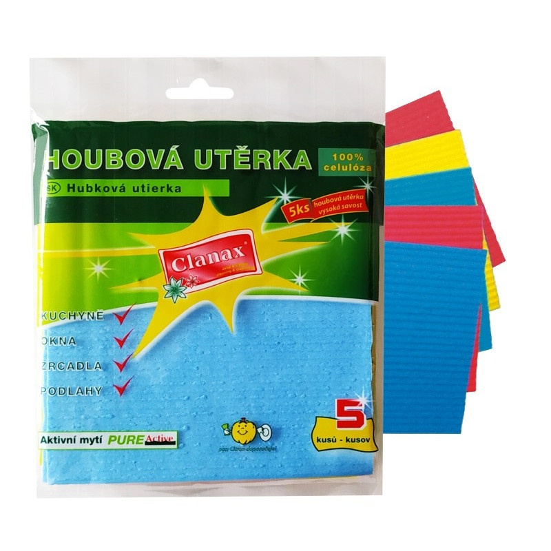 Utěrky houbové Clanax - 5 ks