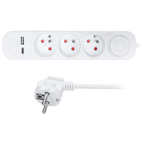 Prodlužovací přívody s USB A+C - 3 zásuvky / 2 m