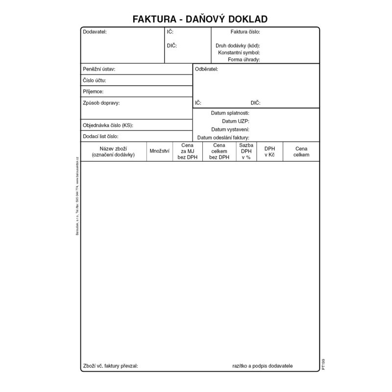 Faktura daňový doklad Baloušek A5 / 50 listů / NCR / PT199