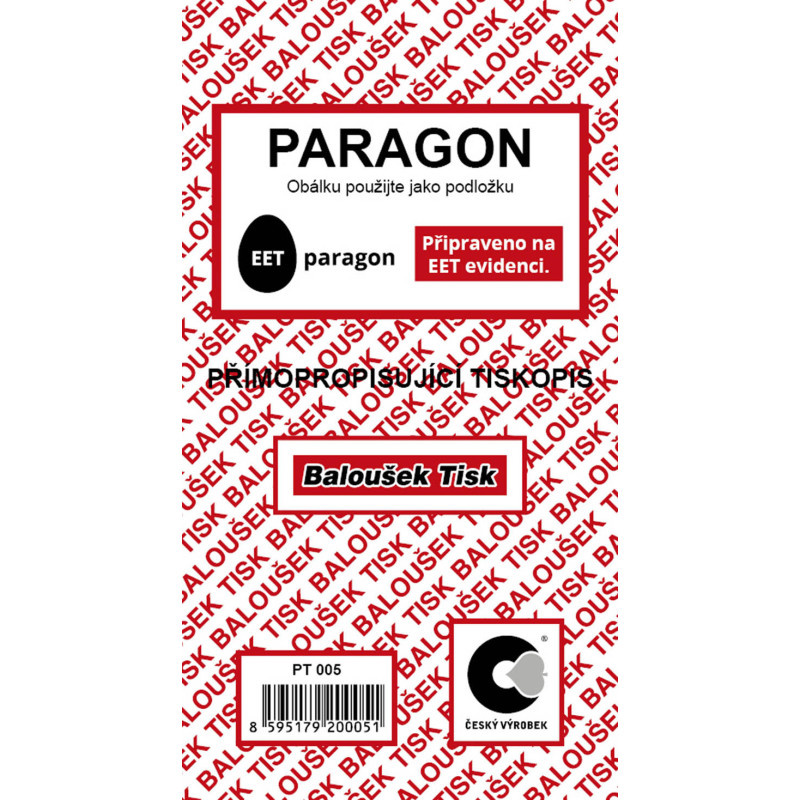 Paragon blok Baloušek 80 x 150 mm / nečíslovaný / 50 listů / NCR / PT005