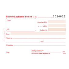 Příjmový pokladní doklad Baloušek A6 / číslovaný / 50 listů 1+1 / PT022