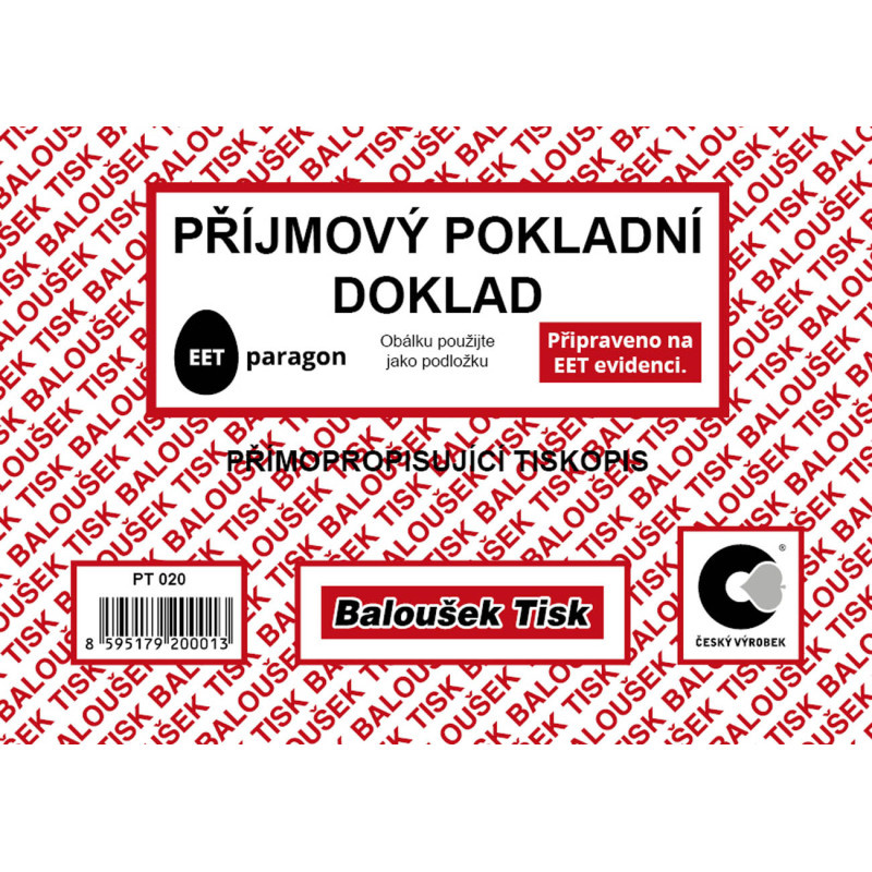 Příjmový pokladní doklad Baloušek A6 / nečíslovaný / 50 listů / NCR / PT020