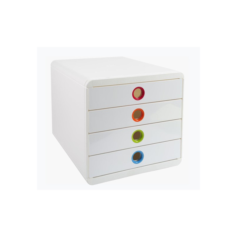 Zásuvkový box Exacompta Iderama - bílý duhový / 4 zásuvky na výšku