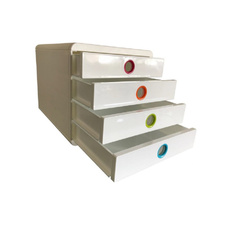 Zásuvkový box Exacompta Iderama - bílý duhový / 4 zásuvky na výšku