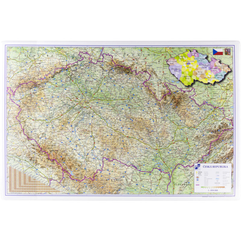 Pracovní podložky dekorované - jednostranná / mapa Česká republika