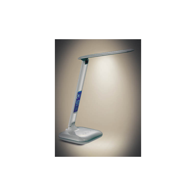 Lampa LED stmívatelná s displejem - lesklá bílá