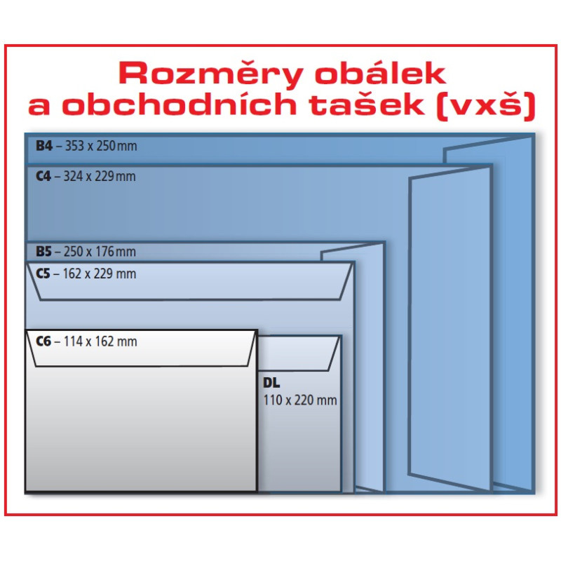 Obálky C6 samolepicí s krycí páskou - bez okénka / 1000 ks
