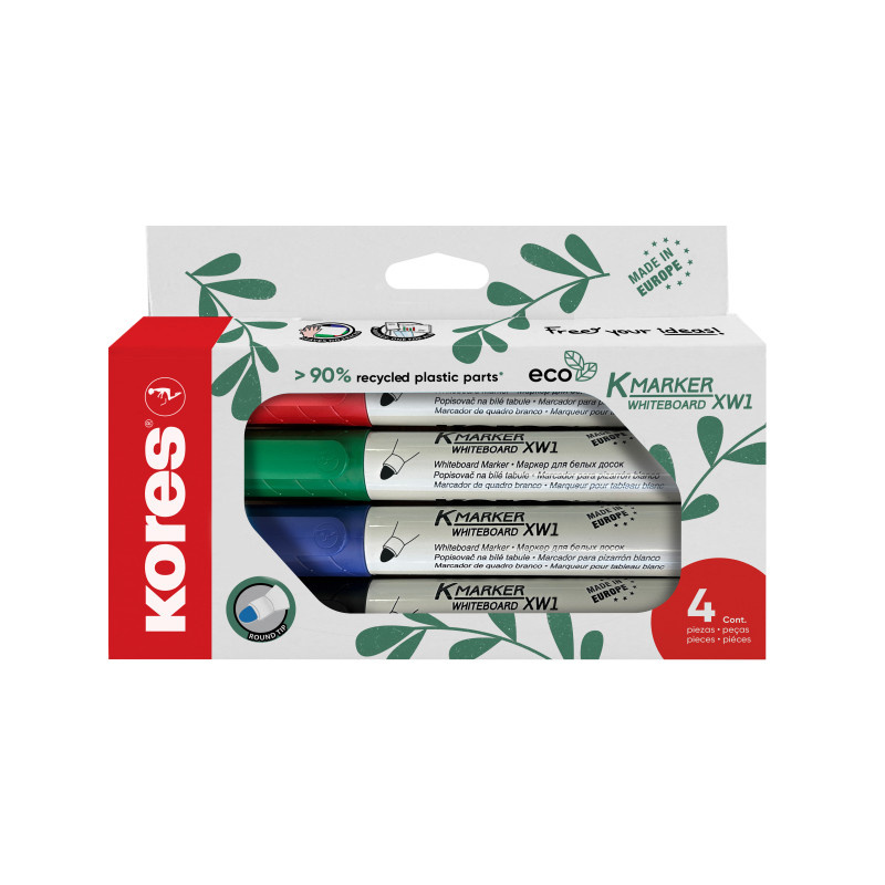Popisovač Kores K-Marker Whiteboard ECO - sada 4 ks / kulatý hrot